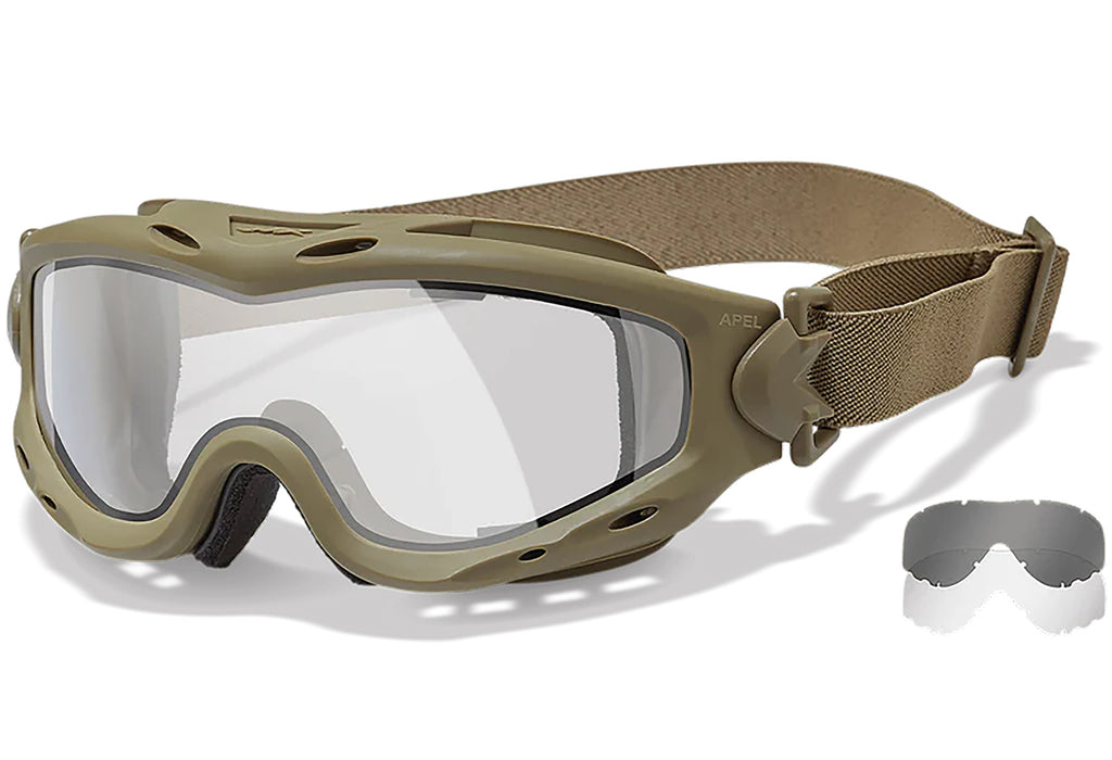 Wiley X SP30DLT Spear Apel Goggles Clear Lens Tan Frame