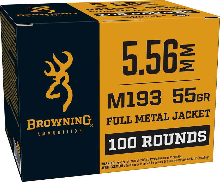 Browning Ammo BM193100 M193  5.56mm 55gr Full Metal Jacket 100 Per Box/10 Case