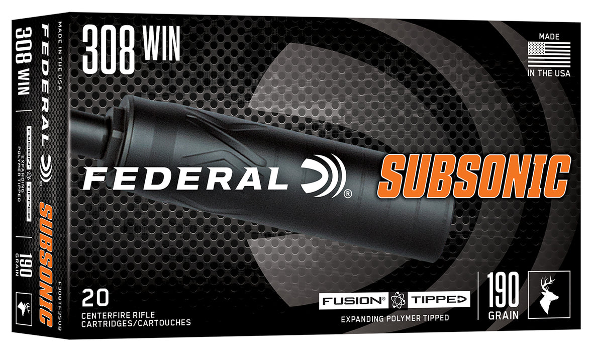 Federal F308TF3SUB   308Win 190gr Fusion Tipped 20 Per Box/10 Case