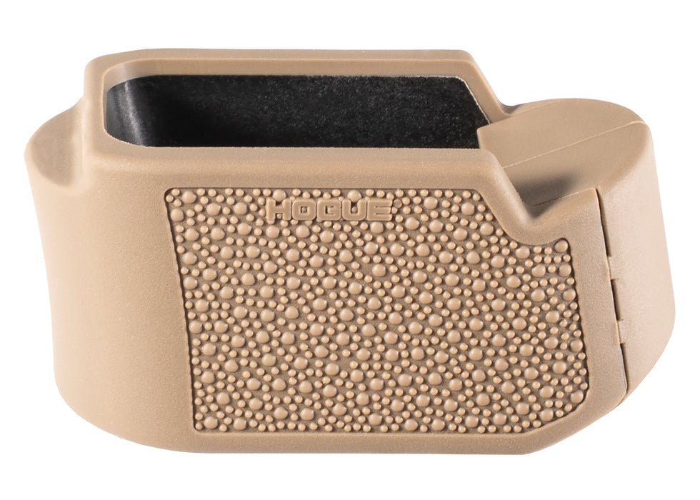 Hogue 18613  Extension Base Pad Fits Glock 19 Compatible w/ 10/15rd Magazines FDE Overmolded Rubber