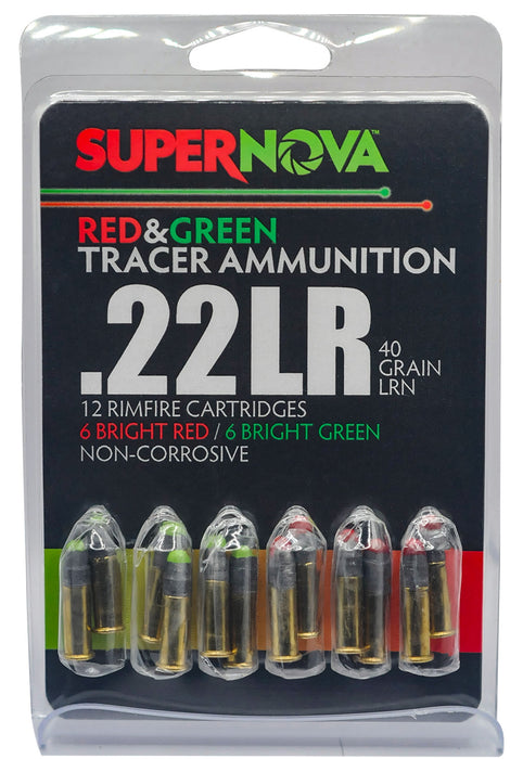 Supernova PMSN22LRMP Green/Red Tracer  22LR 40gr Lead Round Nose 12 Per Box/60 Case