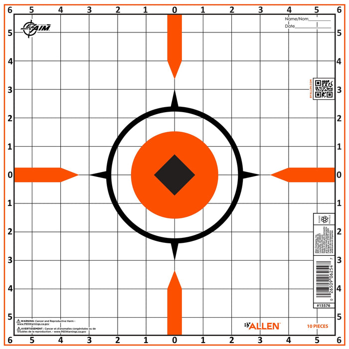 Allen 15576 Sight-In Grid Hanging Paper Universal 12"x12" Bright Orange 10 Pack