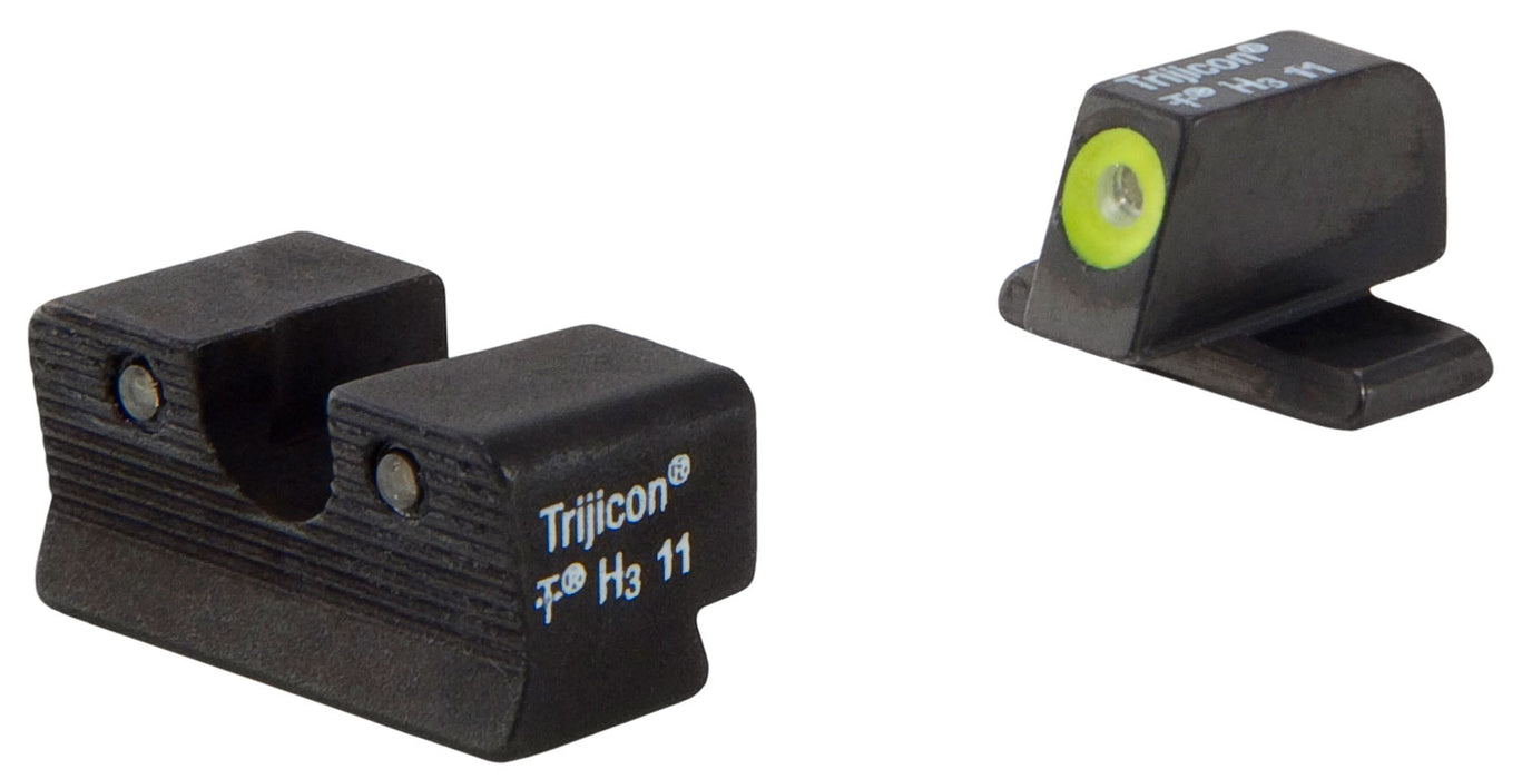 Trijicon 600751 HD Night Sights- Springfield XD-S, XD-E  Black | Green Tritium Yellow Outline Front Sight Green Tritium Black Outline Rear Sight