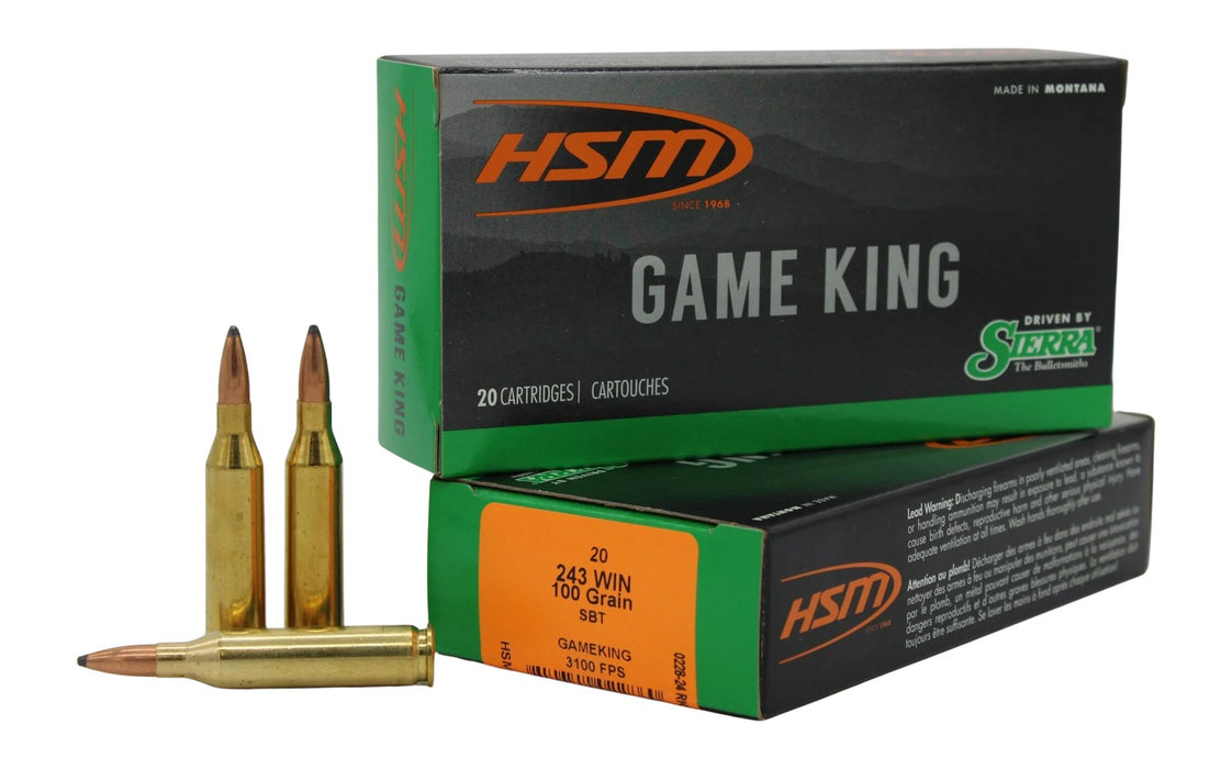 HSM 24317N Game King  243 Win 100 gr Sierra GameKing Spitzer Boat Tail 20 Per Box/ 25 Case