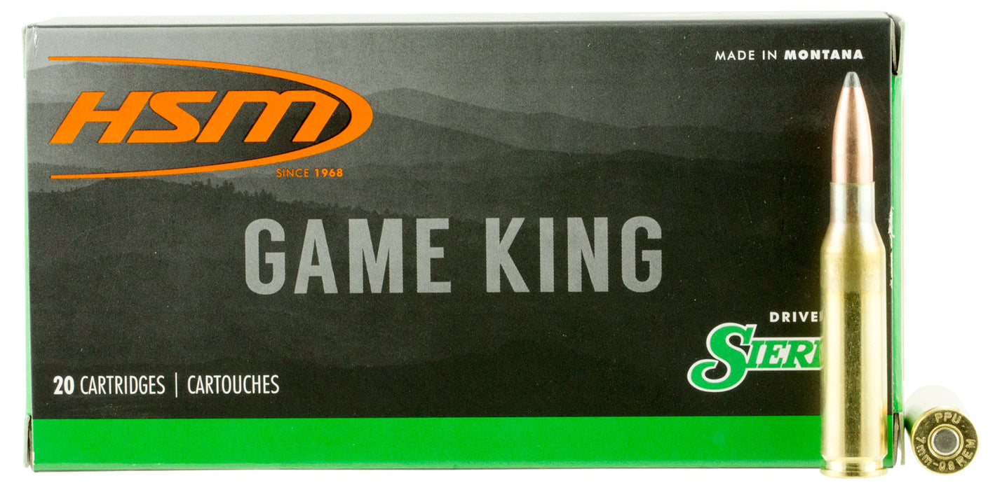 HSM 7MM088N Game King  7mm-08 Rem 150 gr Sierra GameKing Spitzer Boat-Tail (SGSBT) 20 Bx/25 Cs