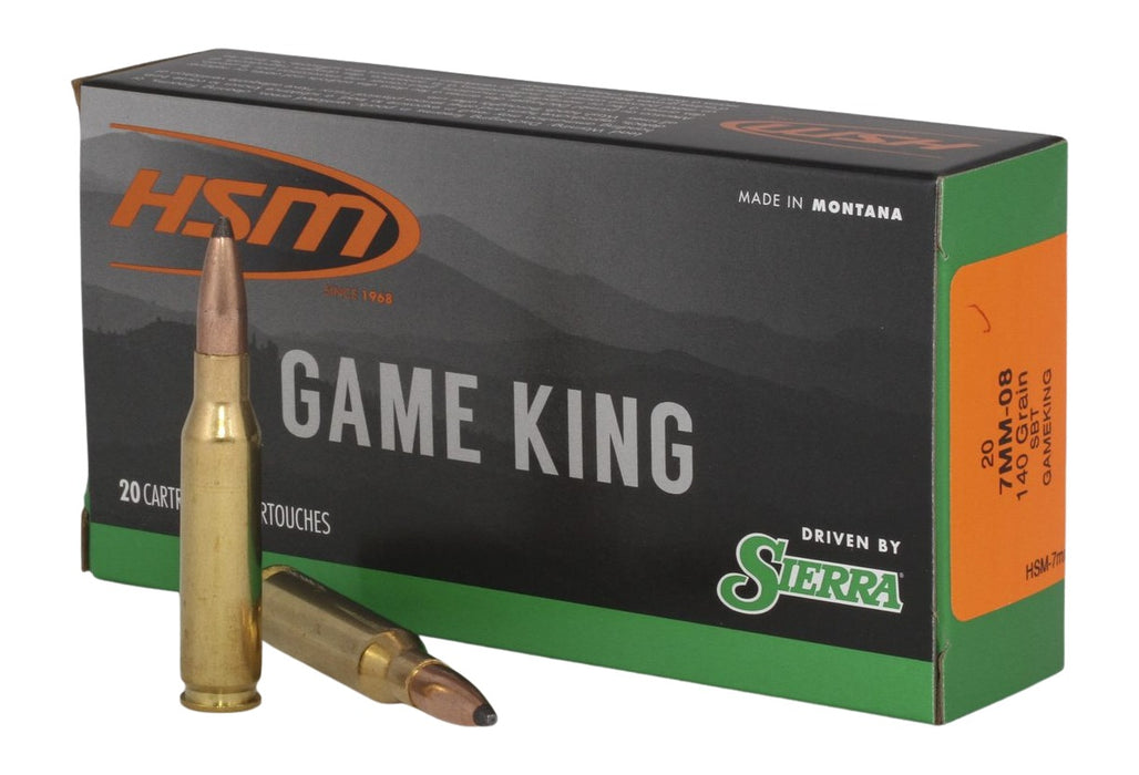 HSM 7MM088N Game King  7mm-08 Rem 150 gr Sierra GameKing Spitzer Boat Tail 20 Per Box/ 25 Case