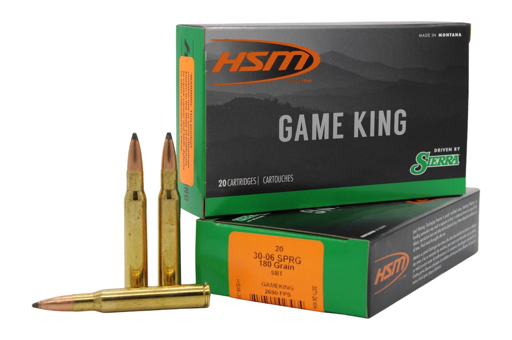 HSM 300641N Game King  30-06 Springfield 180 gr Sierra GameKing Spitzer Boat Tail 20 Per Box/ 20 Case