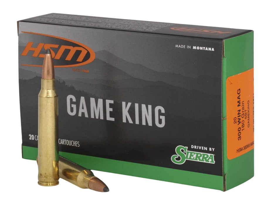 HSM 300WINMAG41N Game King  300 Win Mag 180 gr Sierra GameKing Spitzer Boat Tail 20 Per Box/ 20 Case