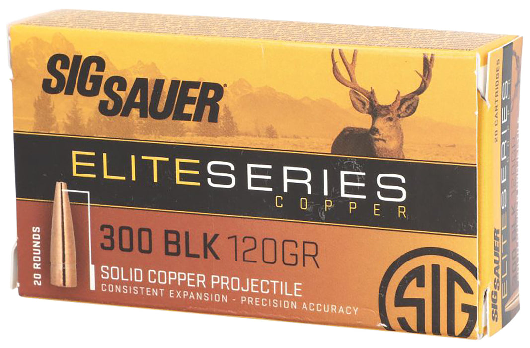 Sig Sauer E300H120 Elite Copper Hunting  300 Blackout 120 gr Copper Solid 20 Per Box/10 Cs