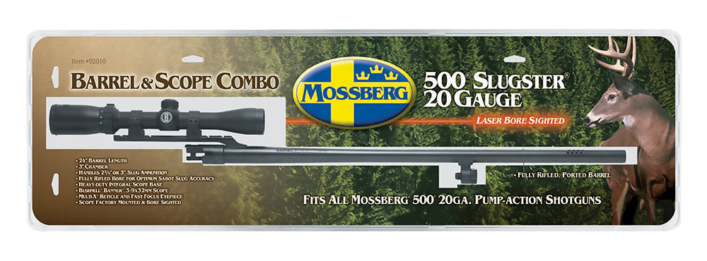 Mossberg 92010 OEM  20 Gauge 24" Slug Barrel w/Cantilever Mount, Fully-Rifled Bore & Blued Finish, For Use w/Mossberg 500 & Maverick 88 6-Shot Models, Includes 3-9x40mm Scope