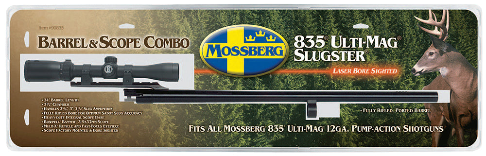 Mossberg 90835 OEM  12 Gauge 24" Slug Barrel w/Cantilever Mount, Fully-Rifled Bore & Blued Finish, For Use w/Mossberg 835 Ulti-Mag, Includes 3-9x40mm Scope