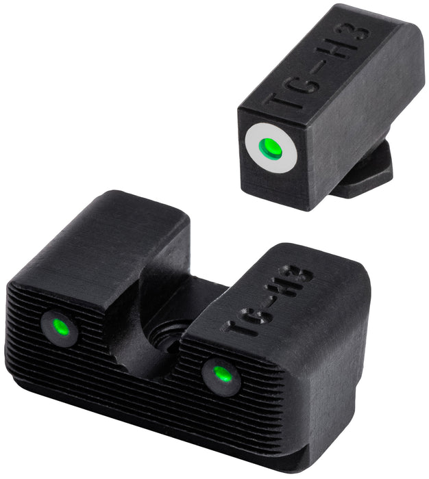 TruGlo TG231G1W Tritium Pro  Low, White Outline Tritium Front/Green Tritium Rear/Black Nitride Fortress Frame, Compatible w/Most Glock Except MOS, Front Post/Rear Dovetail Mount