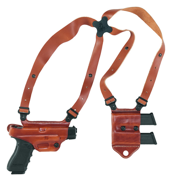 Galco MCII224 Miami Classic II Shoulder System Size Fits Chest Up To 56" Tan Leather Compatible w/Glock 17 Gen1-5/19 Gen1-5/22 Gen2-5  Right Hand