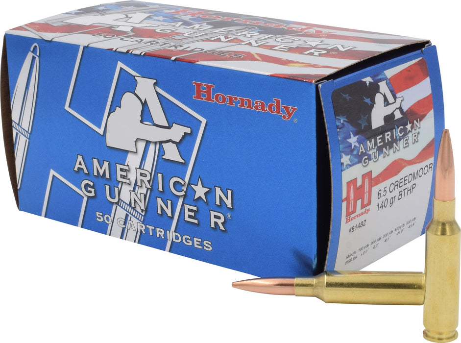 Hornady 81482 American Gunner  6.5 Creedmoor 140 gr Hollow Point Boat Tail 50 Per Box/ 10 Case