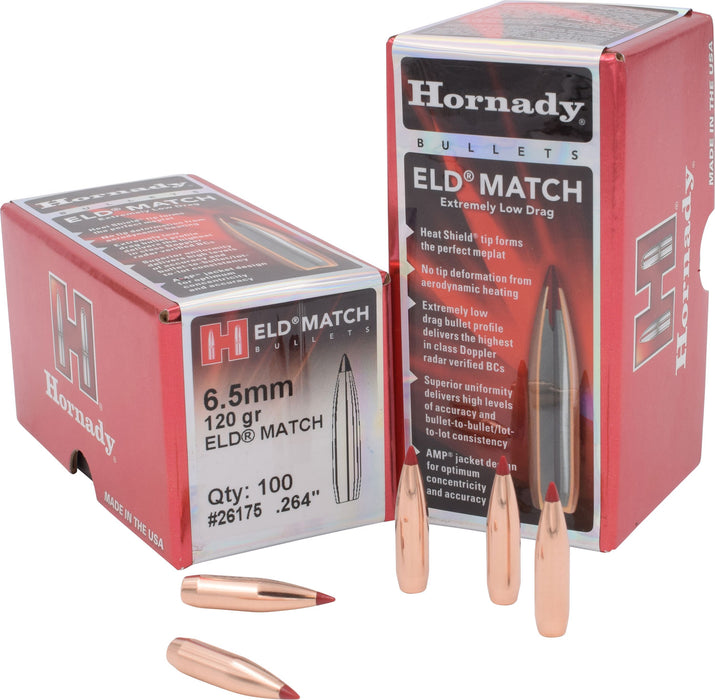 Hornady 26175 ELD Match  6.5mm .264 120 gr Extremely Low Drag Match 100 Per Box/ 25 Case