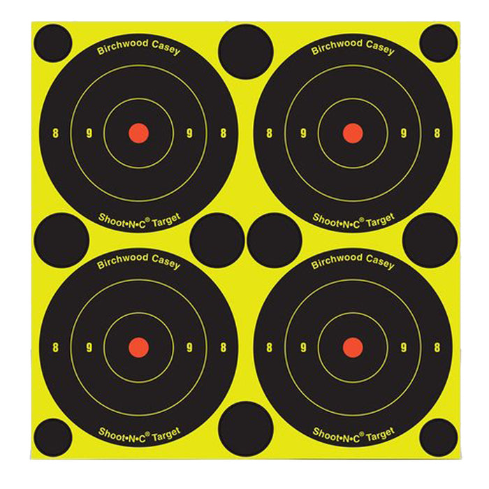 Birchwood Casey 34315 Shoot-N-C Reactive Target Black/Yellow Self-Adhesive Paper Air/Rimfire Rifle Chartreuse 12 Targets Includes Pasters