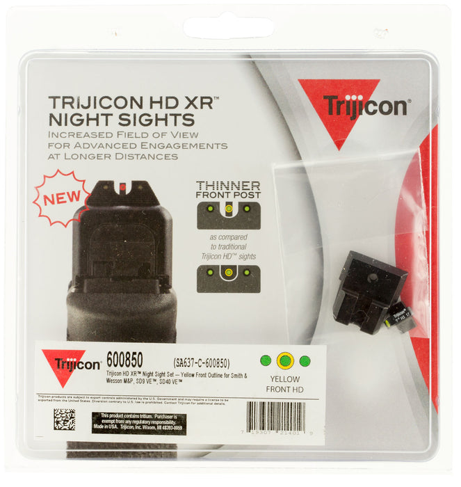 Trijicon 600850 HD XR Night Sights- Smith & Wesson M&P/SD9/SD40  Black | Green Tritium Yellow Outline Front Sight Green Tritium Black Outline Rear Sight