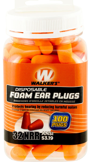 Walker's GWPFP50PK Foam Ear Plugs  Disposable Foam 33 dB Orange 50 Pair