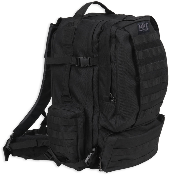 Bulldog BDT412B BDT Tactical Backpack Large Style with Black Finish, 3 Main & 2 Accessory Compartments, Holds up to 3 Hydration Bladders & Molle, Alice Compatible 20" H x 19" W x 12" D