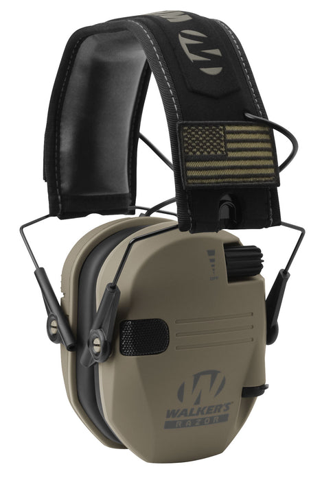 Walker's GWPRSEMPAT Razor Patriot Slim Muff 23 dB Over the Head Flat Dark Earth/Black Polymer