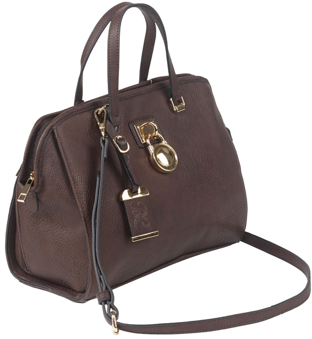 Bulldog BDP028 Satchel Style Purse  Chocolate Brown Leather Satchel Most Sm Pistols & Revolvers Ambidextrous Hand