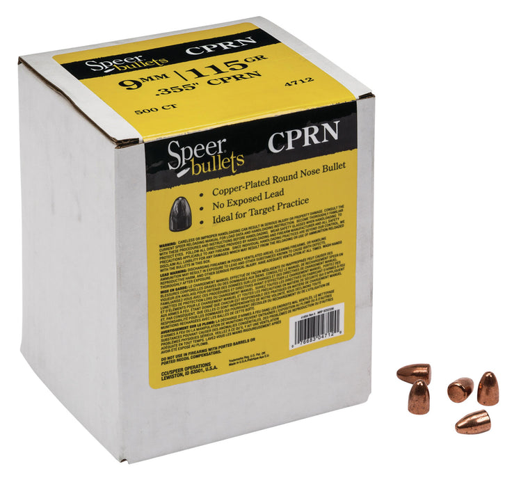 Speer 4712 Handgun  9mm .355 115 gr Round Nose 500 Per Box/ 3 Case