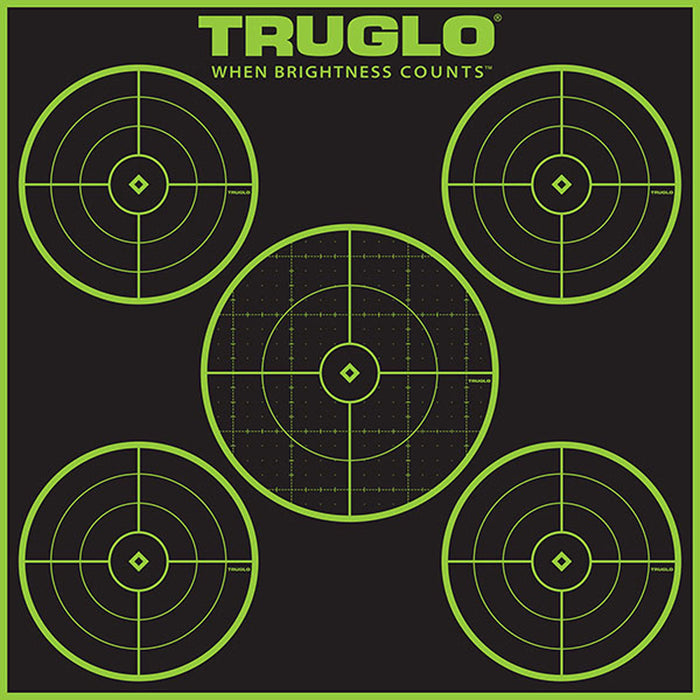 TruGlo TG11A12 Tru-See 5-Bull Target Black/Green Self-Adhesive Heavy Paper Universal Fluorescent Green 12 Pack Includes Pasters