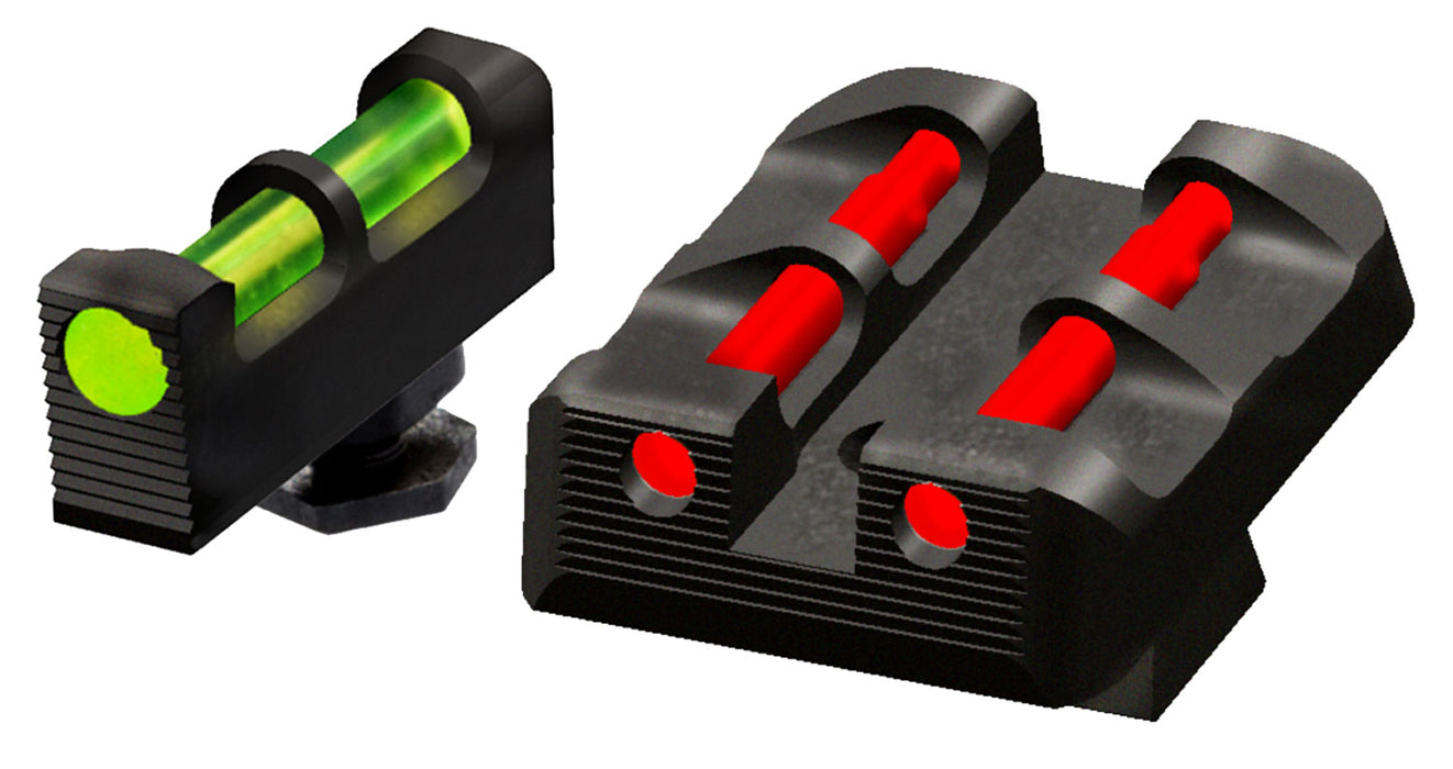 HiViz GLT178 Target Sight Set Green Fiber Optic Front/Red Fiber Optic Rear/Black Frame Compatible w/ All Glock 9mm/40 S&W/357 Sig, Except 42/43/43X/48 Front Post/Rear Dovetail Mount