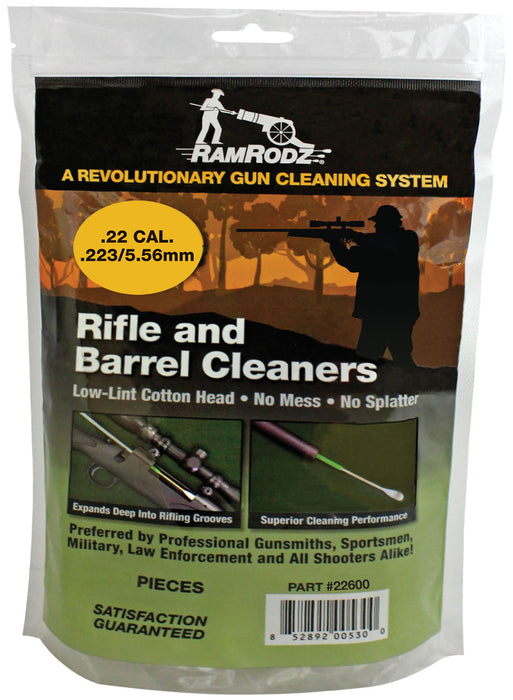 RamRodz 22600 Barrel Cleaner  5.56mm/223 Cal Rifle Cotton/Bamboo 3" Long Cotton Brush 600 Per Bag