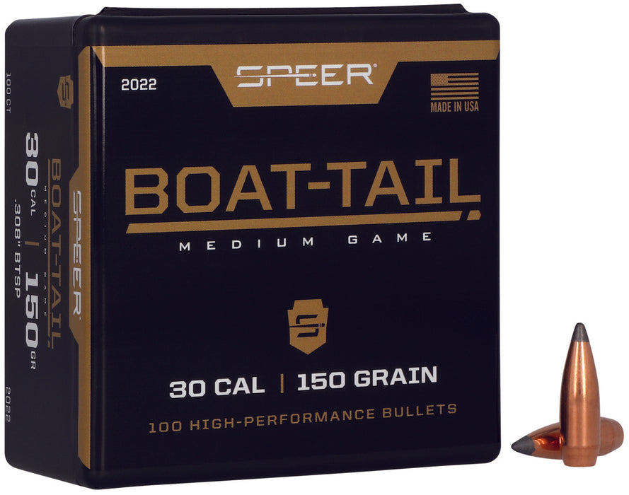 Speer 2022 Boat-Tail  30 Cal .308 150 gr Jacketed Soft Point Boat Tail 100 Per Box/ 5 Case