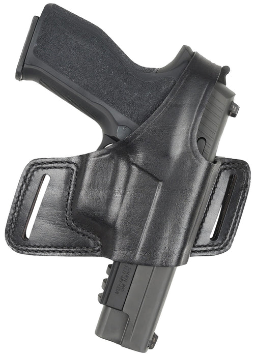 Bianchi 15718 Black Widow  OWB Size 14 Black Leather Belt Slide Fits Glock 17 Fits Glock 19 Fits Glock 22 Right Hand