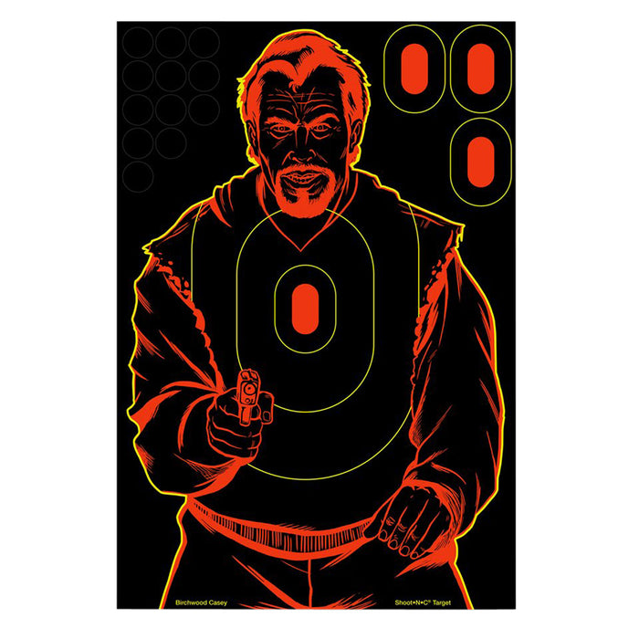 Birchwood Casey 34645 Shoot-N-C Reactive Target Self-Adhesive Paper Handgun Black/Red Silhouette Includes Pasters 5 Pack