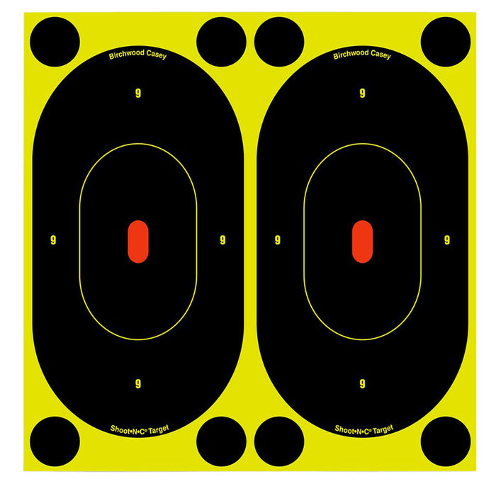 Birchwood Casey 34750 Shoot-N-C Reactive Target Self-Adhesive Paper Handgun Black/Yellow Silhouette Includes Pasters 60 Per Pkg