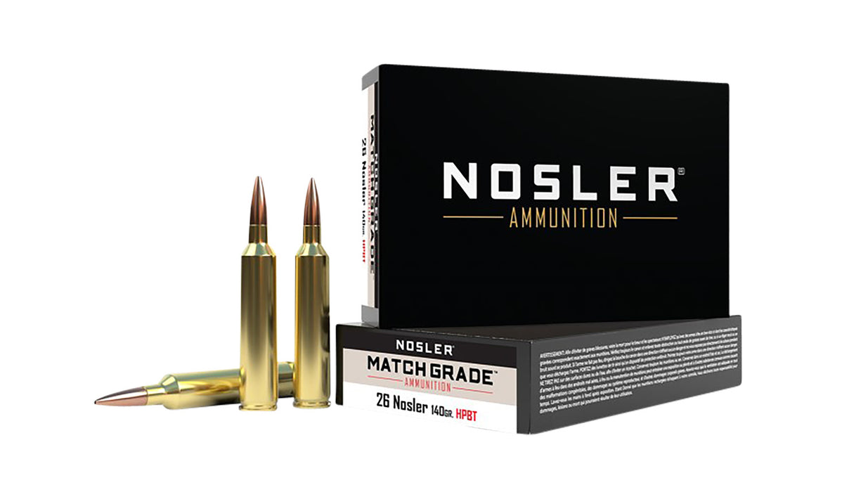 Nosler 51288 Match Grade  26 Nosler 140 gr 3200 fps Custom Competition Hollow Point Boat-Tail (CCHPBT) 20 Bx/10 Cs