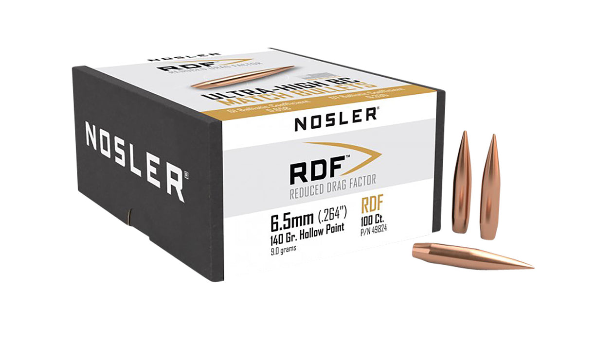 Nosler 49824 RDF Match 6.5mm .264 140 gr Hollow Point Boat Tail/ 100 Per Box