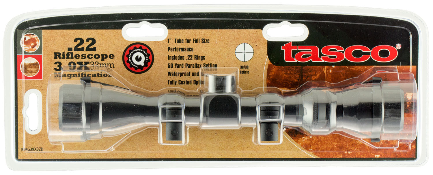 Tasco MAG39X32D Rimfire  Matte Black 3-9x 32mm 1" Tube 30/30 Reticle