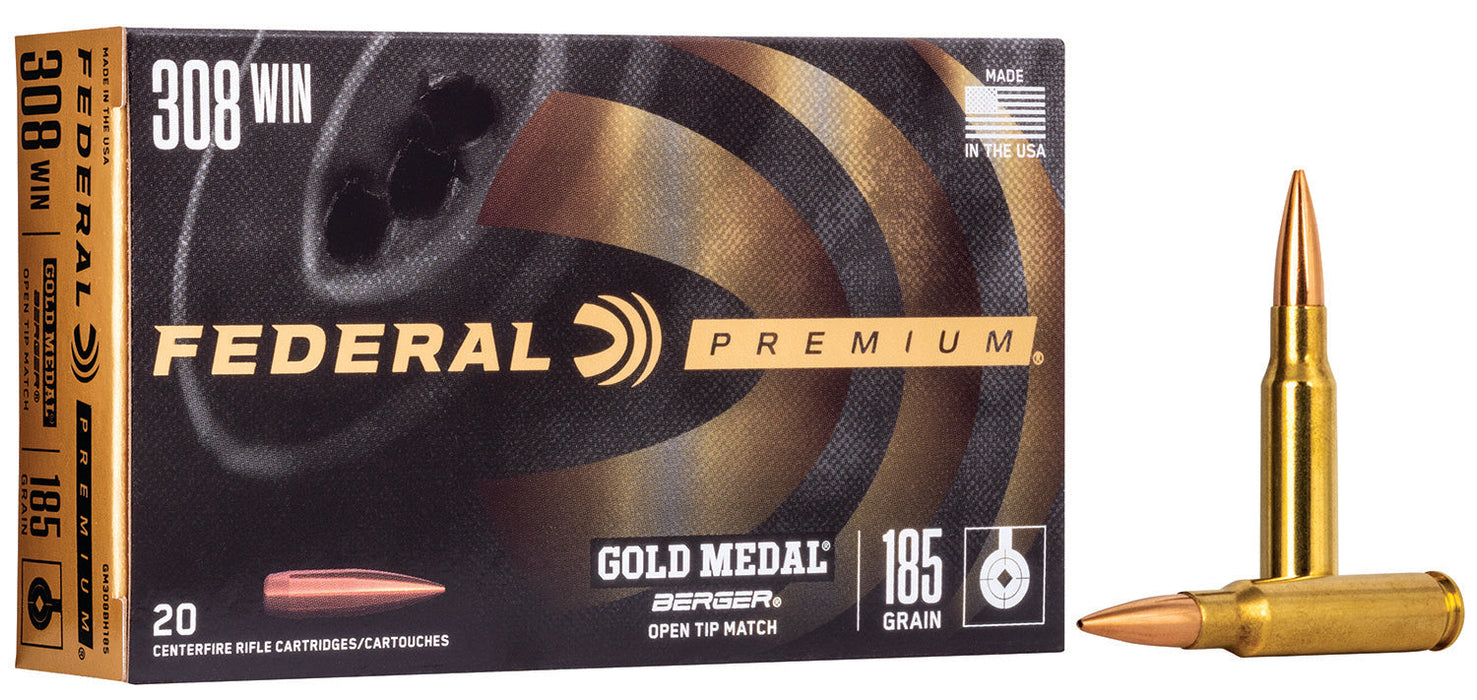 Federal GM308BH185 Premium Gold Medal 308Win 185gr Berger Jugernaught Open Tip Match