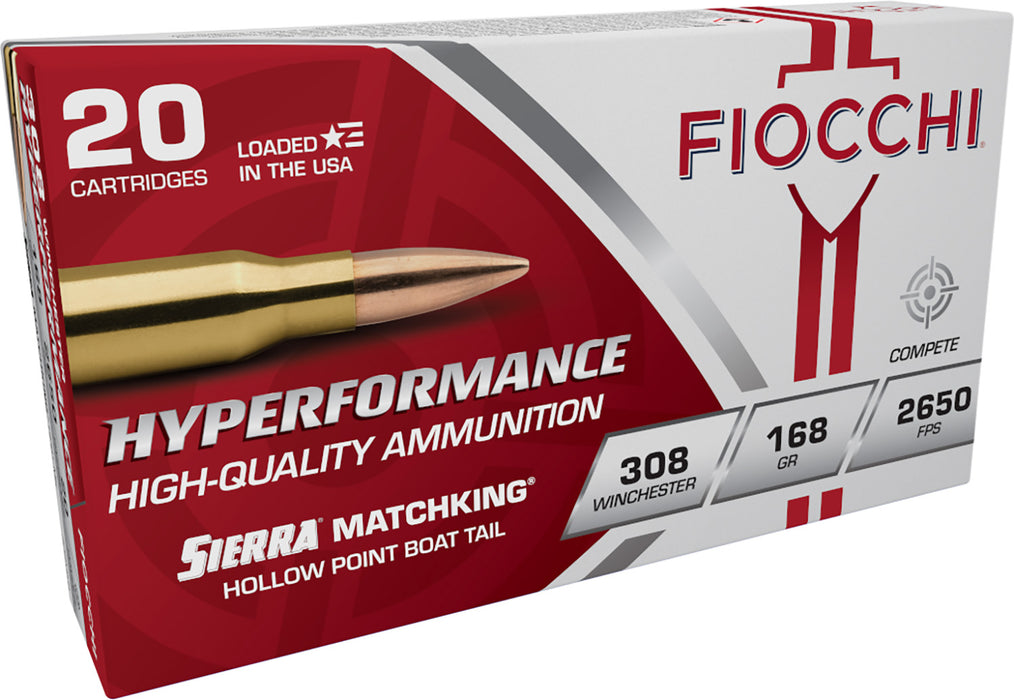 Fiocchi 308MKB Exacta Match 308 Win 168 gr 2650 fps Sierra MatchKing BTHP 20 Bx/10 Cs