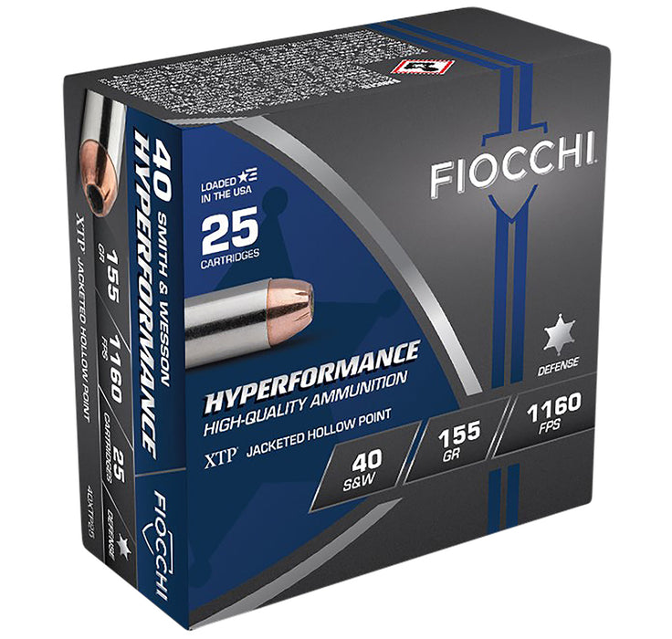 Fiocchi 40XTP25 Hyperformance  40 S&W 155 gr 1160 fps Hornady XTP Hollow Point 25 Bx/20 Cs