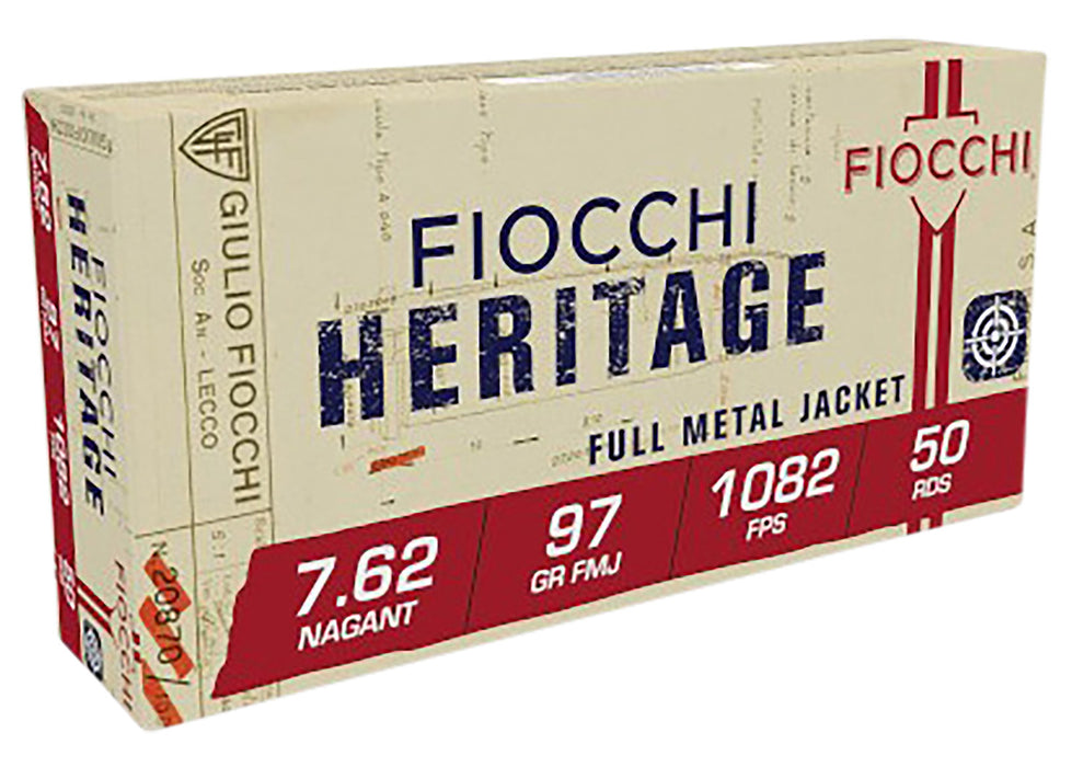 Fiocchi 762A Heritage  7.62x38mmR Nagant 97 gr 1082 fps Full Metal Jacket (FMJ) 50 Bx/20 Cs