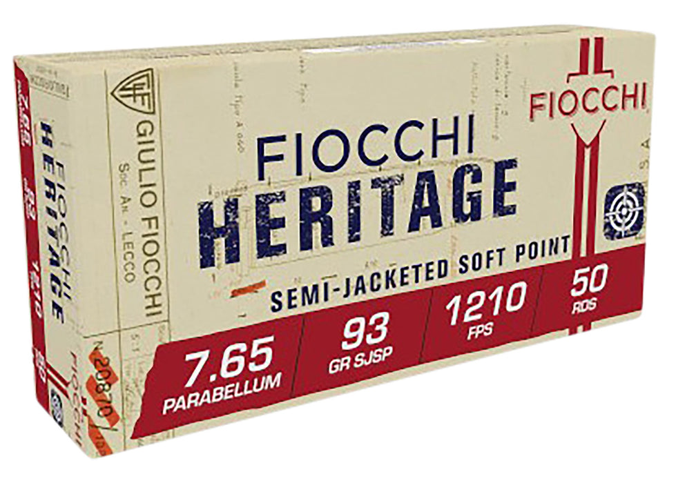 Fiocchi 765B Heritage  7.65x21mm Parabellum 93 gr 1210 fps Semi-Jacketed Soft Point (SJSP) 50 Bx/20 Cs