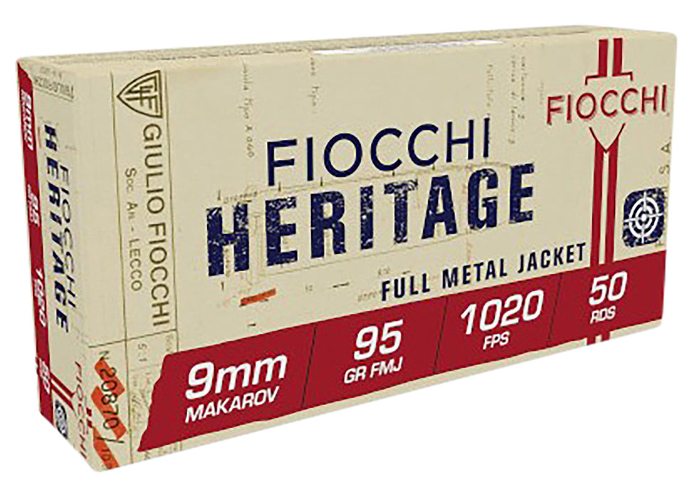 Fiocchi 9MAK Heritage  9x18 Makarov 95 gr 1020 fps Full Metal Jacket (FMJ) 50 Bx/20 Cs