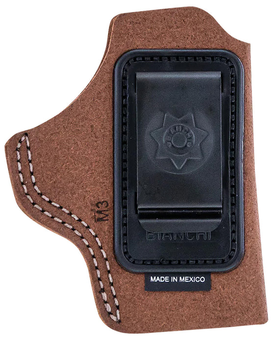 Bianchi 18026 6C  IWB Tan Leather Belt Clip Compatible w/Glock 19/23/26/27/36 Right Hand