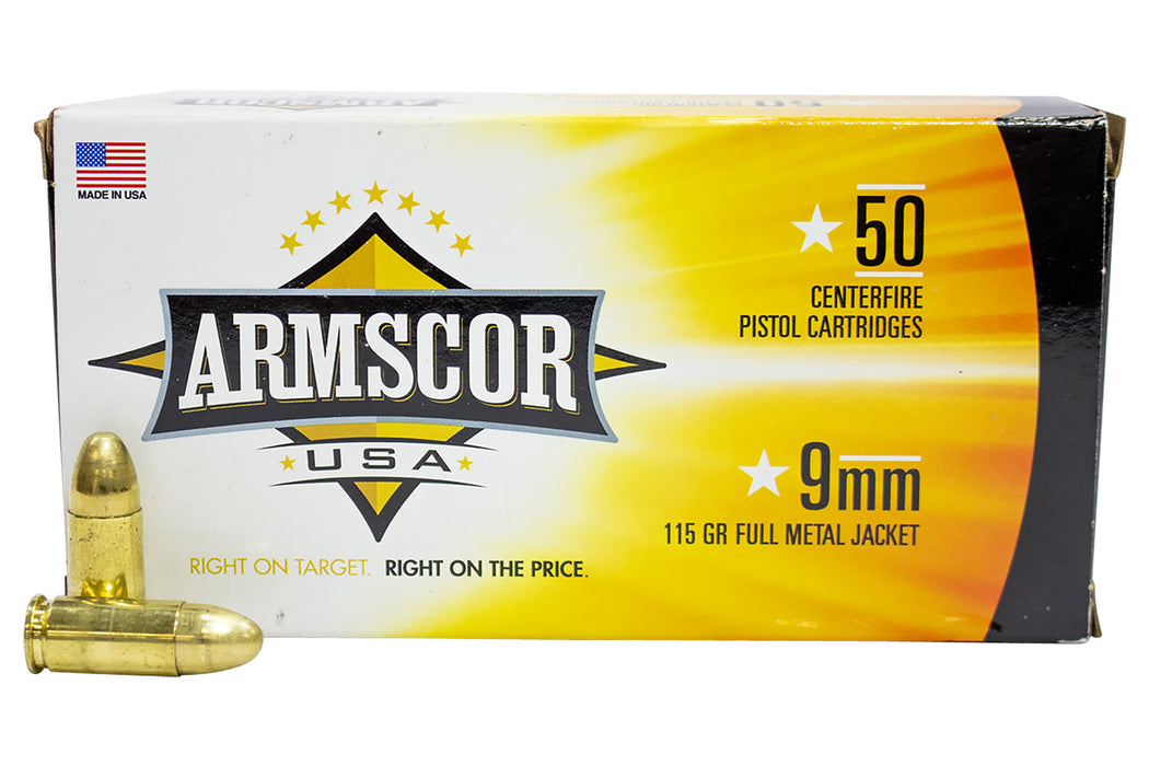 Armscor FAC92N USA 9mm Luger 115 gr Full Metal Jacket (FMJ) 50 Per Box/20 Cs