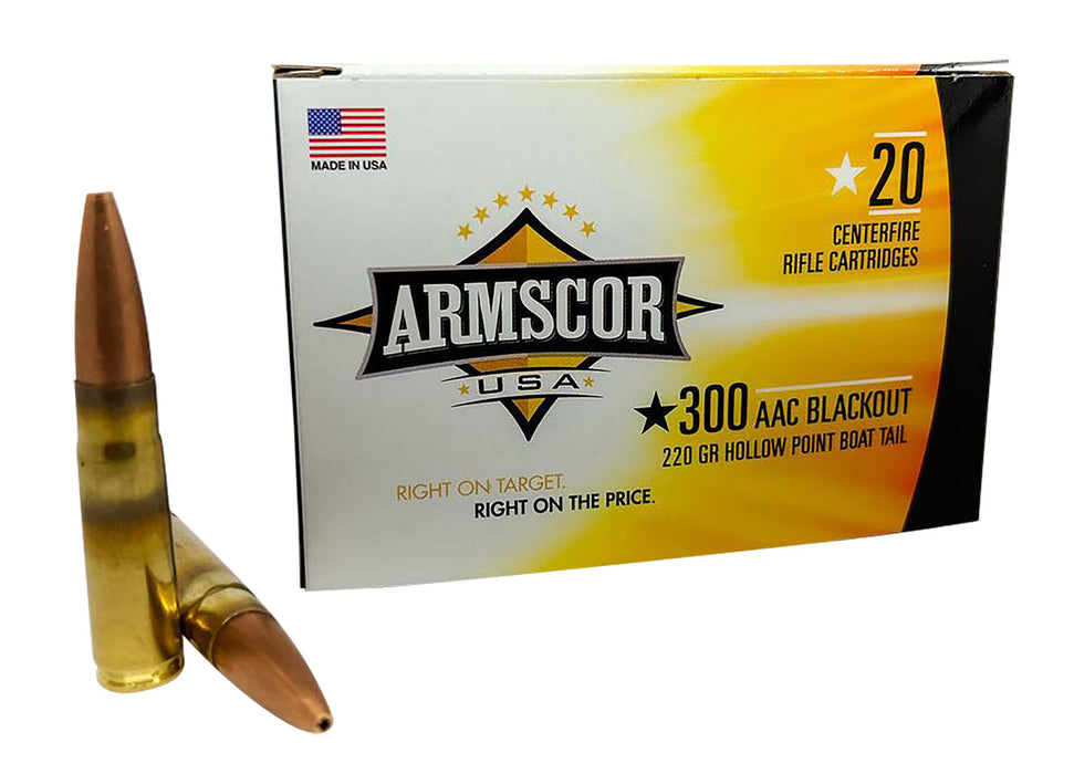 Armscor FAC300AAC3N USA  300 Blackout 220 gr Hollow Point Boat-Tail (HPBT) 20 Per Box/10 Cs