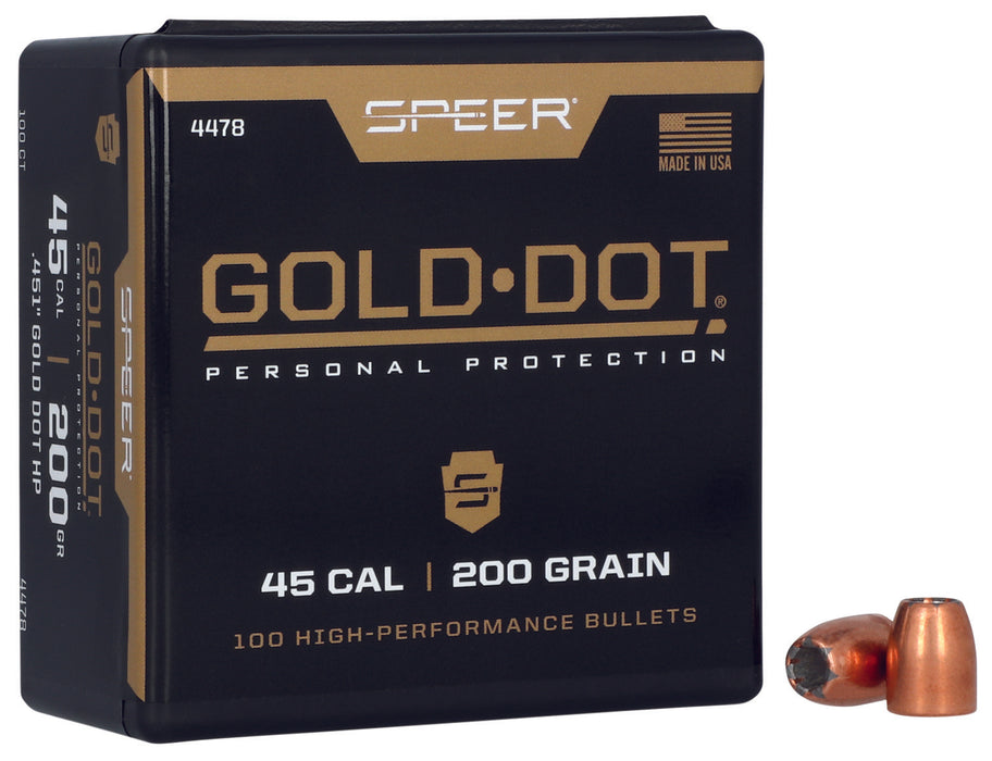 Speer 4478 Gold Dot Personal Protection 45 Cal .451 200 gr Hollow Point 100 Per Box/ 5 Case