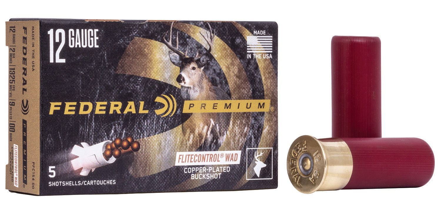 Federal PFC15400 Premium Vital-Shok 12 Gauge 2.75" 9 Pellets 1325 fps 00 Buck Shot 5 Bx/50 Cs