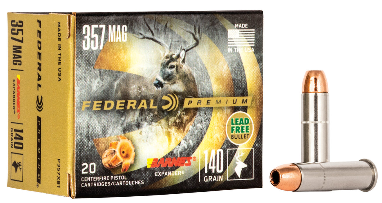 Federal P357XB1 Premium Hunting 357 Mag 140 gr Barnes Expander BRX 20 Per Box/10 Cs