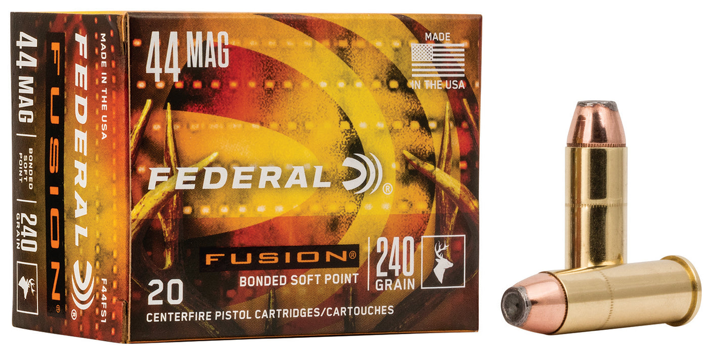 Federal F44SF1 Fusion  44 Rem Mag 240 gr Bonded Soft Point 20 Per Box/10 Cs