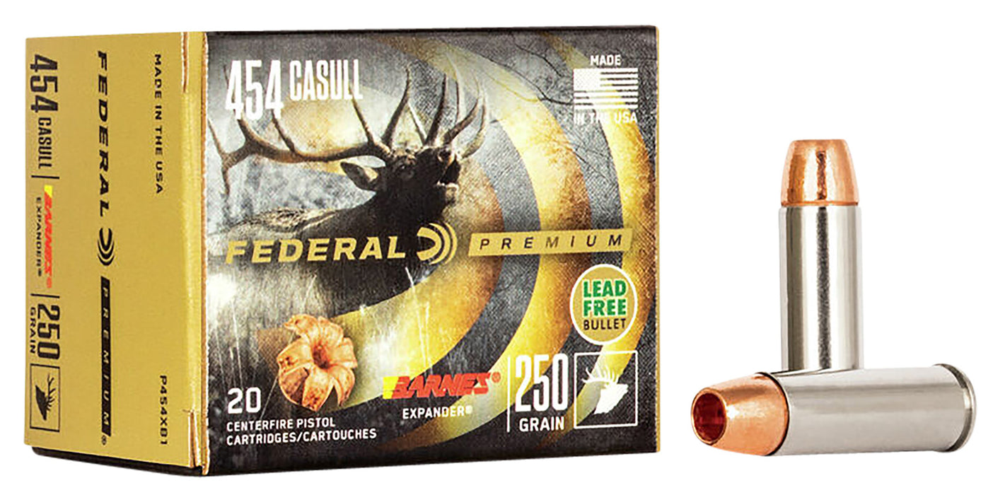 Federal P454XB1 Premium Hunting 454 Casull 250 gr Barnes Expander BRX 20 Per Box/10 Cs